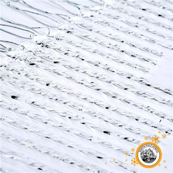 Twisted Clear Glass Icicle Christmas Ornaments for Christmas Trees - 24 Icicles - Picture 2 of 8